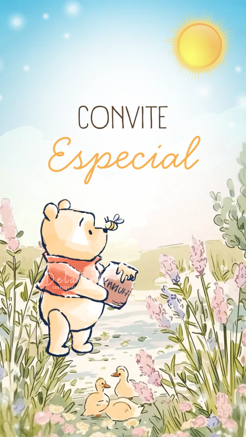 Convite animado Aniversário Ursinho Pooh