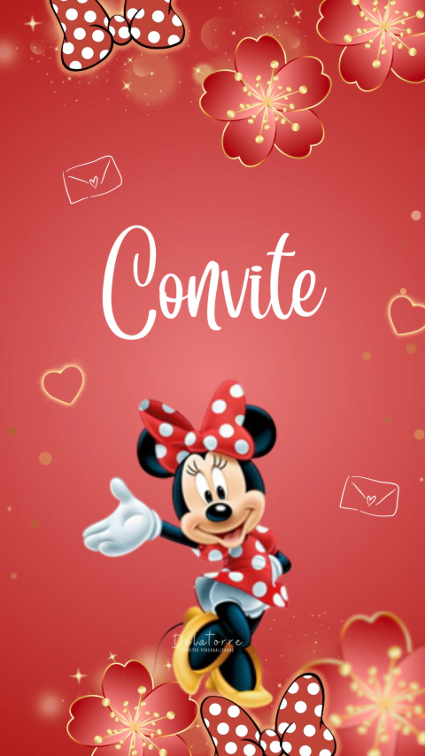 Convite animado Aniversário Minnie Vermelha