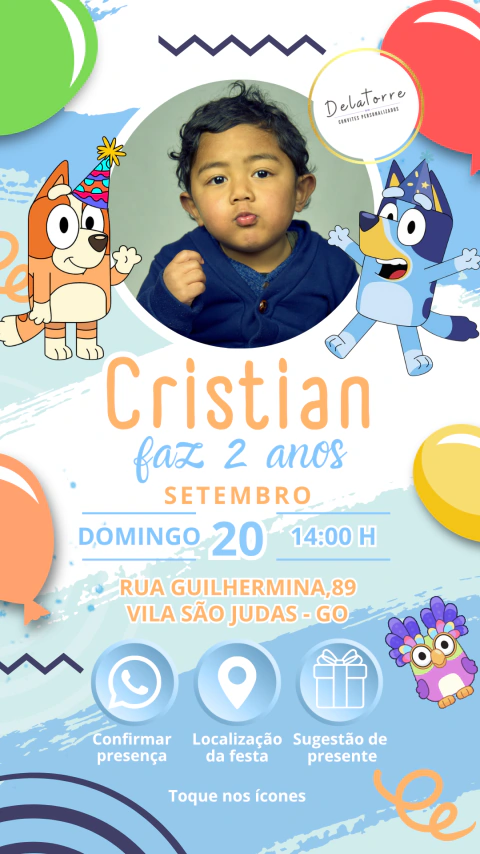 Convite interativo Aniversário Bluey