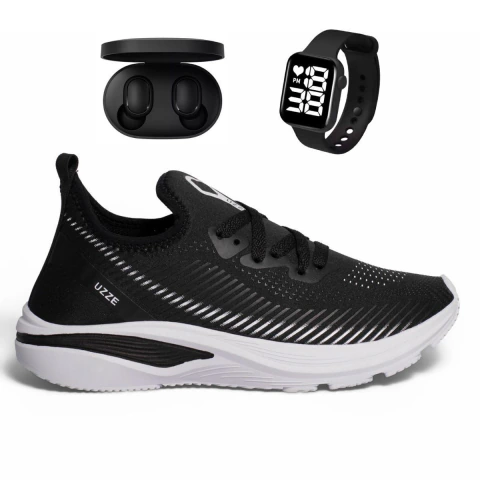 Tênis Esportivo Calce Facil Feminino Masculino Relógio Fone De Ouvido - comprar online