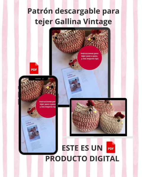 Patrón PDF Gallina Tejida a Crochet | Proyecto Fácil y Decorativo para Principiantes - comprar en línea