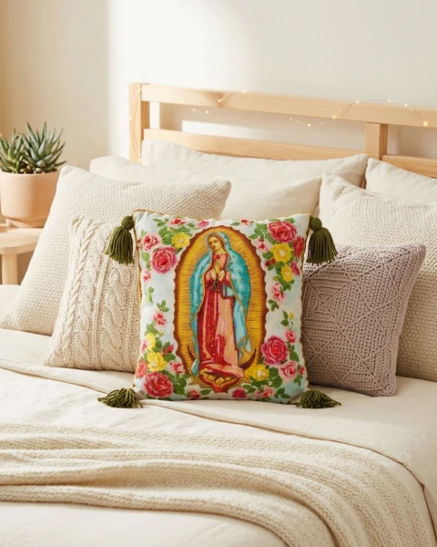 Dale un toque especial a tu hogar con este hermoso cojín artesanal.