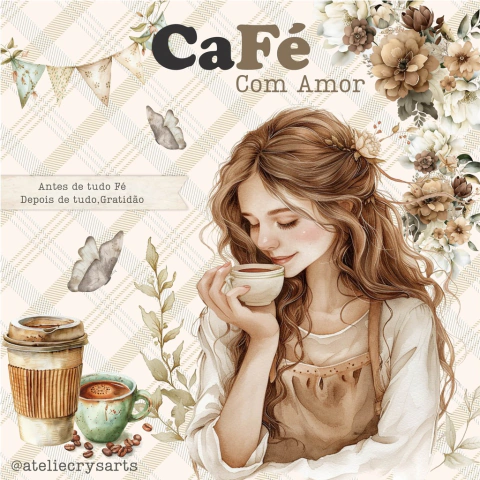 Kit Café com Amor + Brindes Alfabeto - Crys Arts