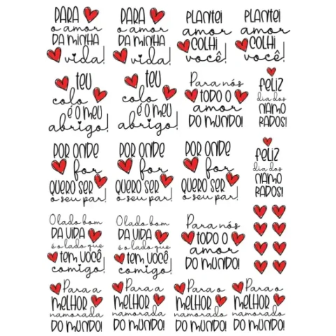 Arte digital DTF UV Dia dos Namorados 2026 (Folha A4)