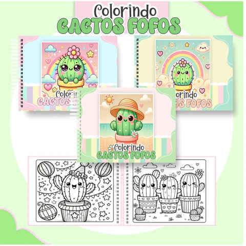Livro de colorir Cactos Fofos