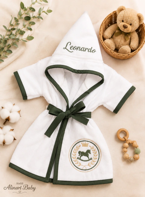 Roupão para bebê / infantil personalizado tema cavalinho