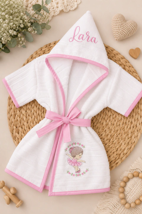 Roupão para bebê / infantil personalizado tema bailarina