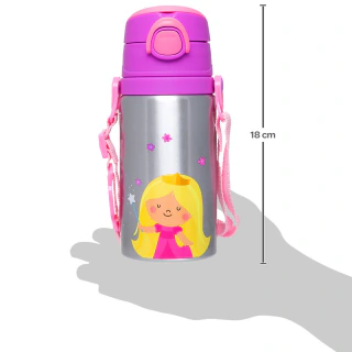 Garrafinha Alumínio Infantil Buba 450ml Canudo Silicone Trava Segurança Cordinha Antiqueda Zoo Animal Fun Escolar - foto 32