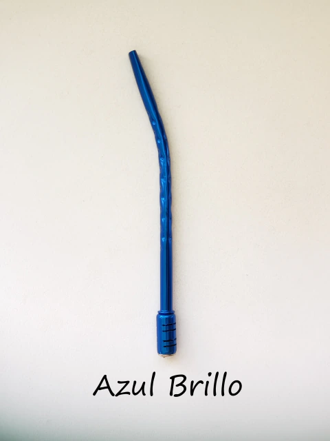 Bombilla curva larga color azul brillo para mate