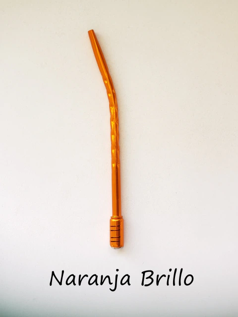 Bombilla curva larga color naranja brillo, diseñada para mate