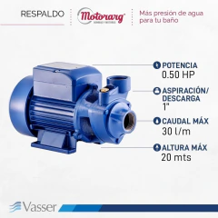 Bomba Periférica Vasser Qb60 0.5hp Eleva Hasta 26mts - Hidroplat