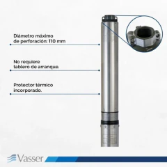 Bomba Sumergible Para Pozo 4" Vasser Bs4 100 4 Pulgadas 1 hp 55mts en internet