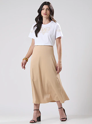 Blusa t-shirt bordada - branca -20391