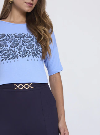 Blusa Ampla com Estampa Azul Mikonos - 29344
