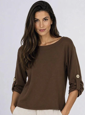 Blusa Feminina em Moletinho de Viscose com Elastano - Blusa Elegance- Brownie