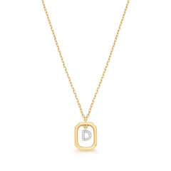 Colar Inicial D Ouro · Moissanite 0,9mm