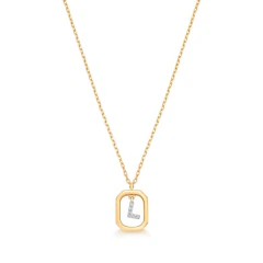 Colar Inicial L Ouro · Moissanite 0,9mm