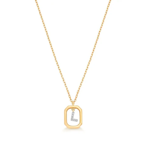 Colar Inicial L Ouro · Moissanite 0,9mm