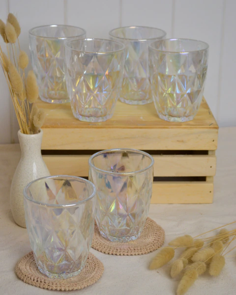 Vasos ANNA -- Set vasos tornasol x6