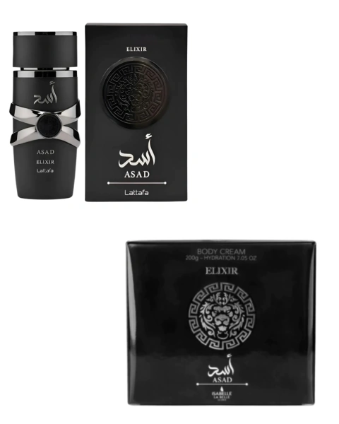 COMBO Pasta Hidratante Asad Elixir Isabelle La Belle+ Perfume Asad Elixir Lattafa 100 ml