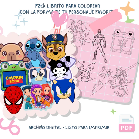 Pack Libritos para Colorear + 22 PERSONAJES Siluetas | Archivo Digital PDF