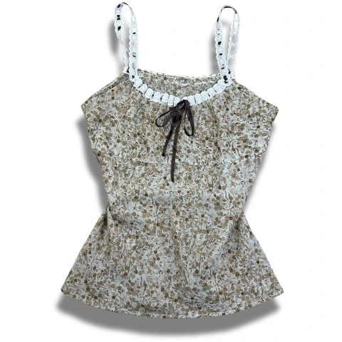 ¡Top de tirantes tipo lace cami Y2K de los años 2000, estilo boho fairycore!