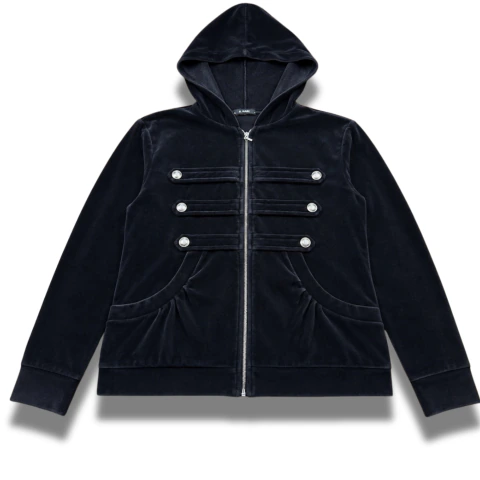 Moletom de veludo preto double military hussar jacket napoleônica!