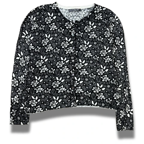 Suéter vintage preto e branco rosas emo goth cyber grunge harajuku y2k anos 2000! - comprar online