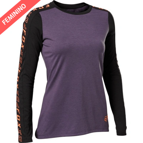 Camisa Feminina Bike Fox Ranger LS Drirelease Preto Roxo