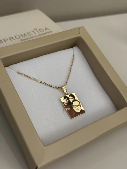 Colar masculino com pingente retangular 20x15mm - comprar online