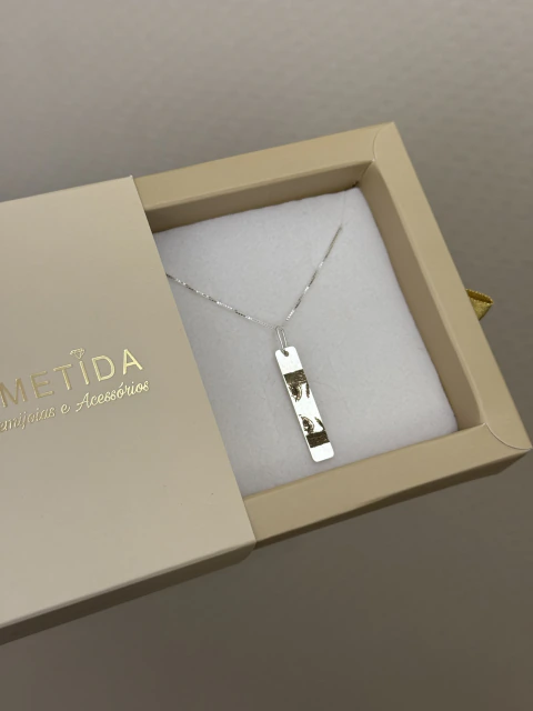 Colar com pingente retangular 30x5mm prata 925 - comprar online
