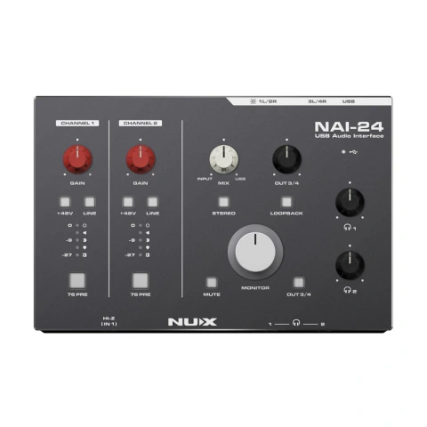 Interfaz Placa de Audio Nux NAI-24 – 2 Entradas, 4 Salidas, USB