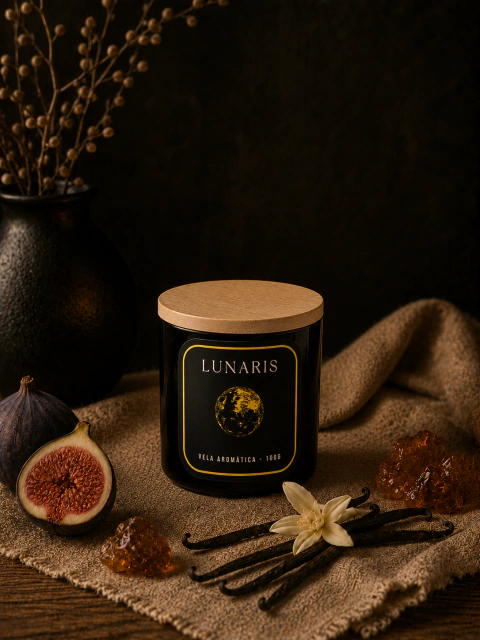 Vela Aromática Lua Cheia | Black Vanilla e Figo Ambarado