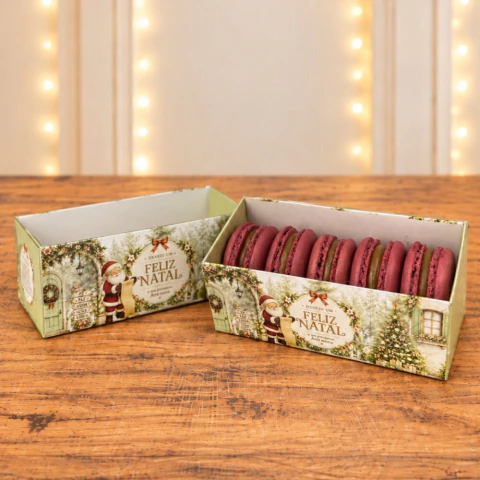 10 Caixas p/ 5 macarons - Coleção Natal da Viva Esperança