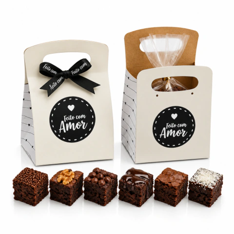 10 Mini Sacolinhas - Feito com Amor