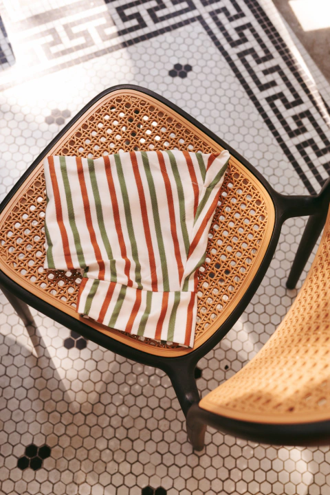 Blusa Decote Canoa Simone Listrada — Verde/Marrom {PREVIEW}