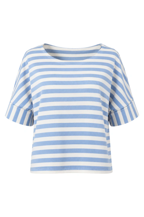 Blusa Decote Canoa Simone Listrada — Azul/Off {PREVIEW}