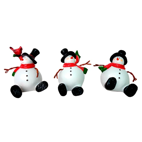 Enfeite Resina Boneco de Neve Sentado - 12cm