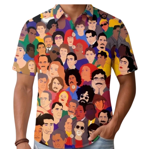 CAMISA ESTAMPADA ÍCONES DA MÚSICA BRASILEIRA – ROCK, MPB E MUITO MAIS