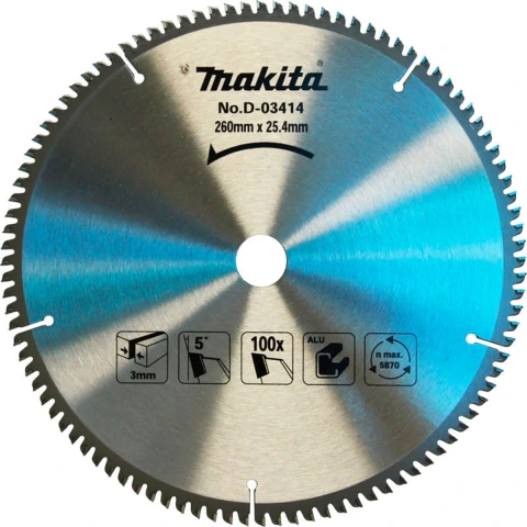 Disco Lâmina Serra TCT 260 mm x 25,4 mm 100T D-03414 Makita