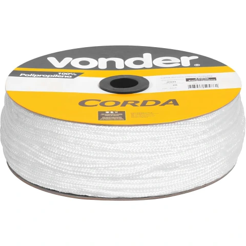 Corda Multifilamento Trançada 3,0mm x 625m 3kg Branca Vonder Carretel Rolo Industrial Agricultura