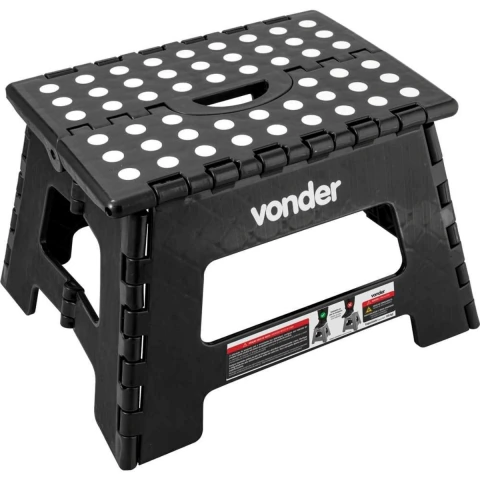 Banqueta Plástica Dobrável Preta Altura 220 mm Vonder