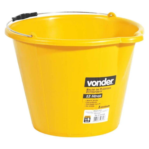 Balde de plástico extraforte 12 litros amarelo Vonder
