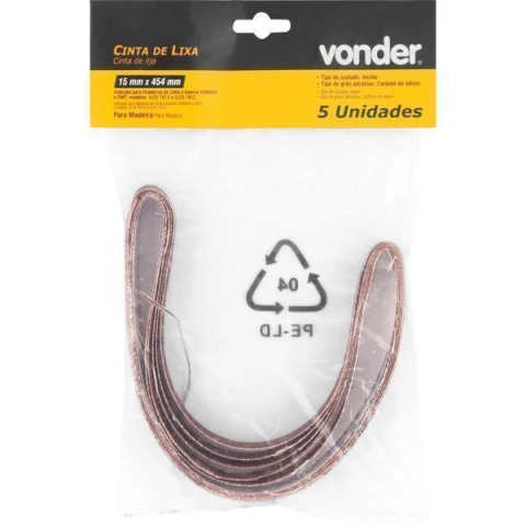 Cinta Lixa 15x454mm G240 com 05 peças Vonder