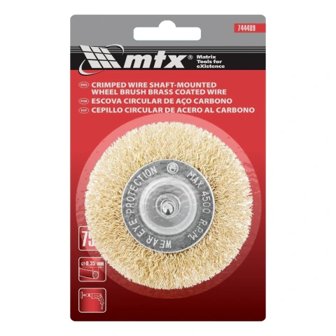 Escova Circular Latonada Haste 6 Mm 75 Mm Fio 0.5 Mm 4500 Rpm 1 Peça Mtx