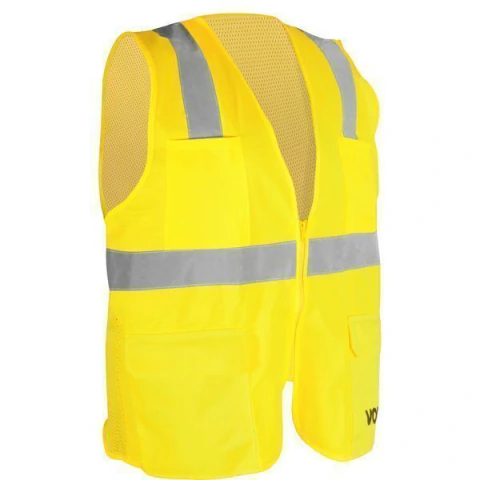 Colete Refletivo Bolso Amarelo Ziper Cv108 Vonder