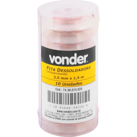 Fita/Malha Dessoldadora 2,5mm x 1,5m Vonder