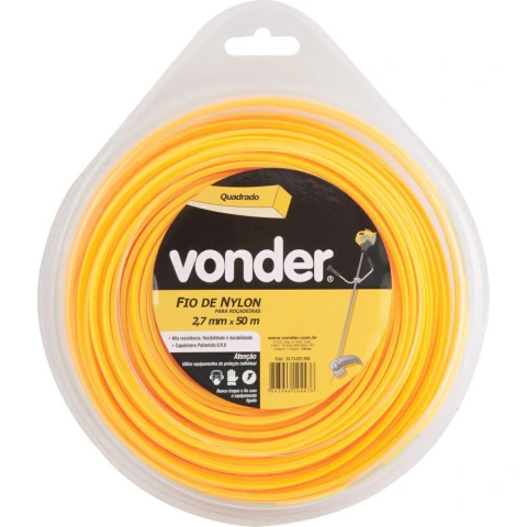 Fio Nylon 2,7mmx50m Quadrado Roçadeiras E Aparadores Vonder