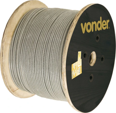 Cabo Aço Af 3/16 Alma Fibra 6x19m Galvanizado Plastif Vonder