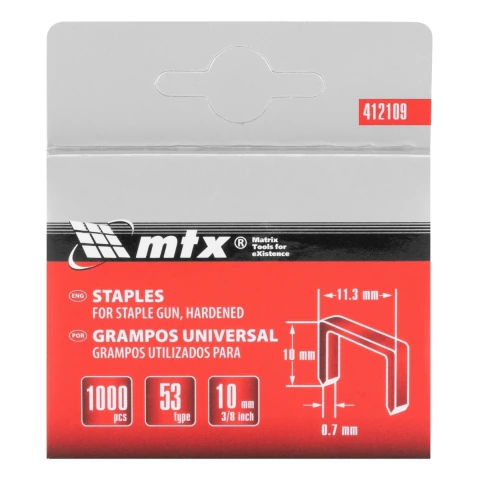 Grampos Para Grampeadores Tipo 53 Temperado 10 mm 1000 Peças Mtx Aço